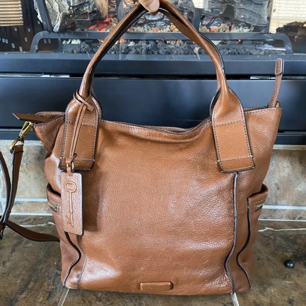 Fossil Emerson Brown Shoulder Satchel Purse